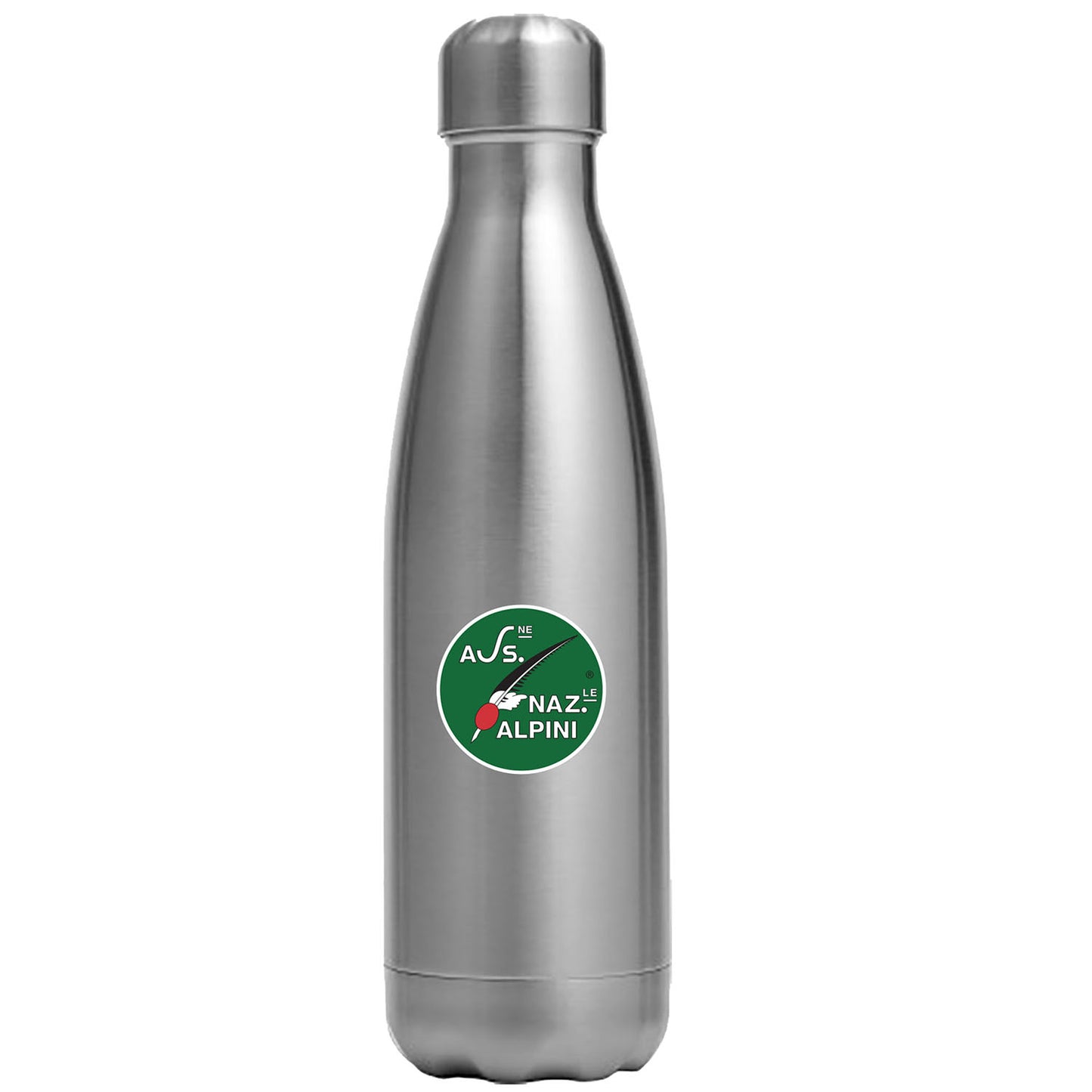 BORRACCIA IN ACCIAIO INOX ARGENTO 500 ML CON LOGO ANA E SCRITTA ALPINI