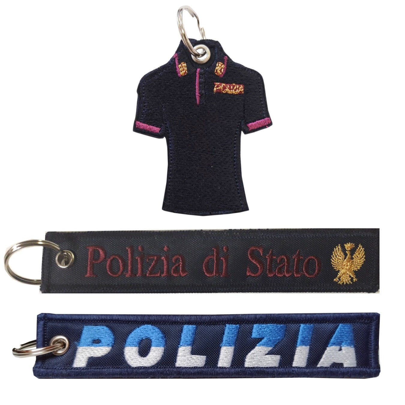 Confezione 3 portachiavi Polizia di Stato