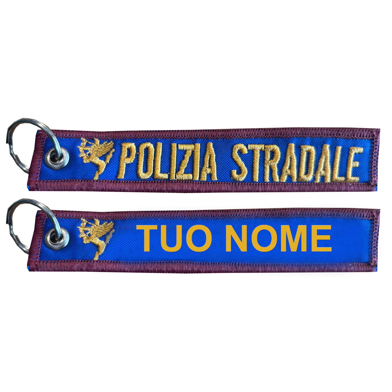 Portachiave personalizzato ricamato Polizia Stradale
