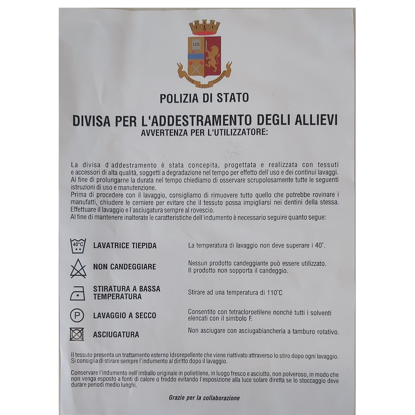 Pantaloni addestrativa Polizia di Stato