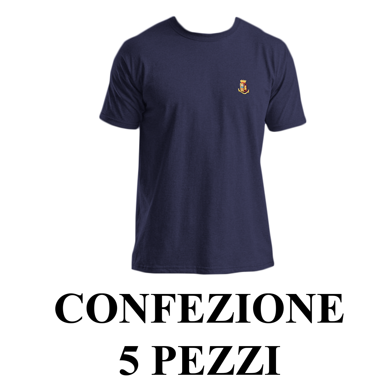 Confezione 5 T-shirt Polizia di Stato ricamate
