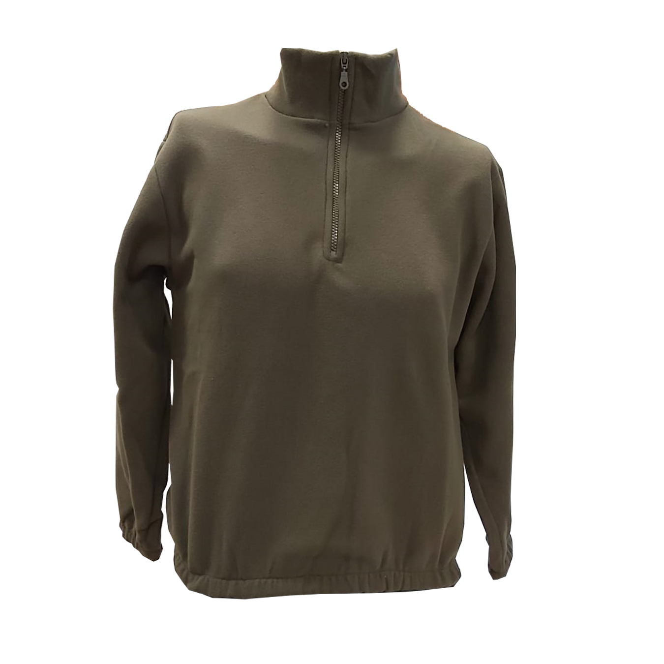 Maglione in pile mezza zip verde oliva