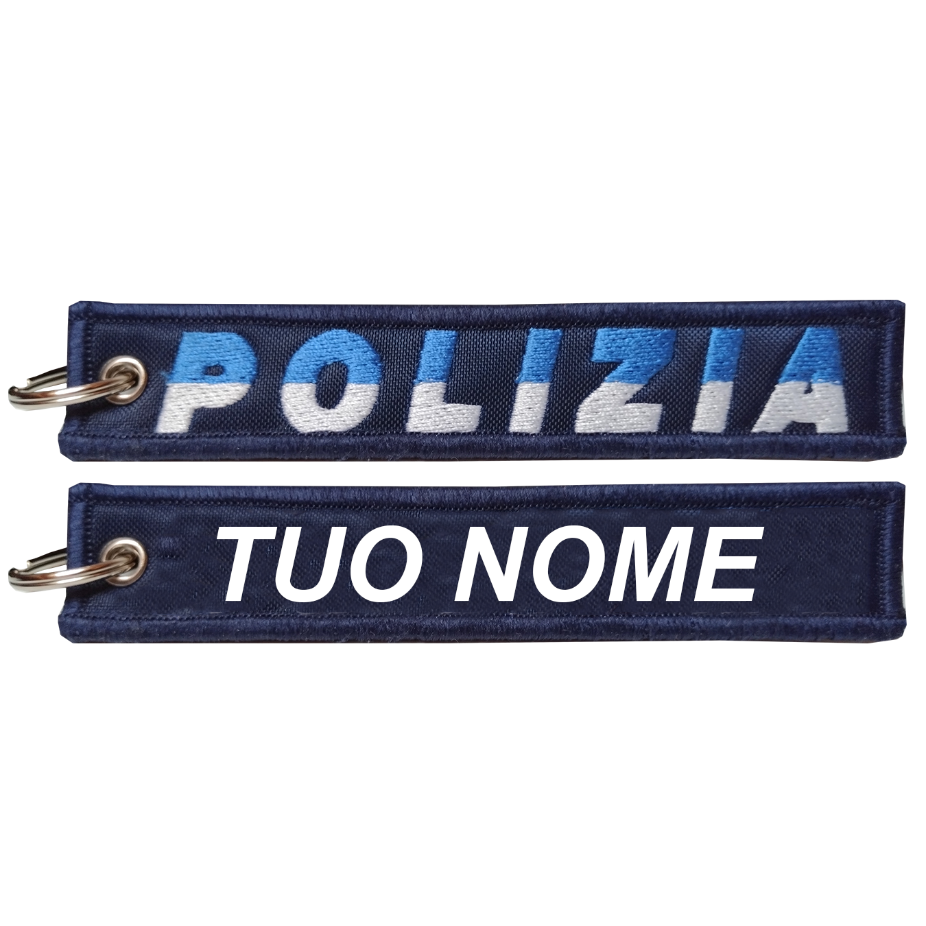 Portachiave personalizzato ricamato scritta POLIZIA – MP di Marco