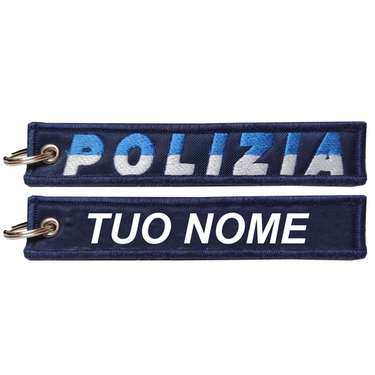 Portachiave personalizzato ricamato scritta POLIZIA