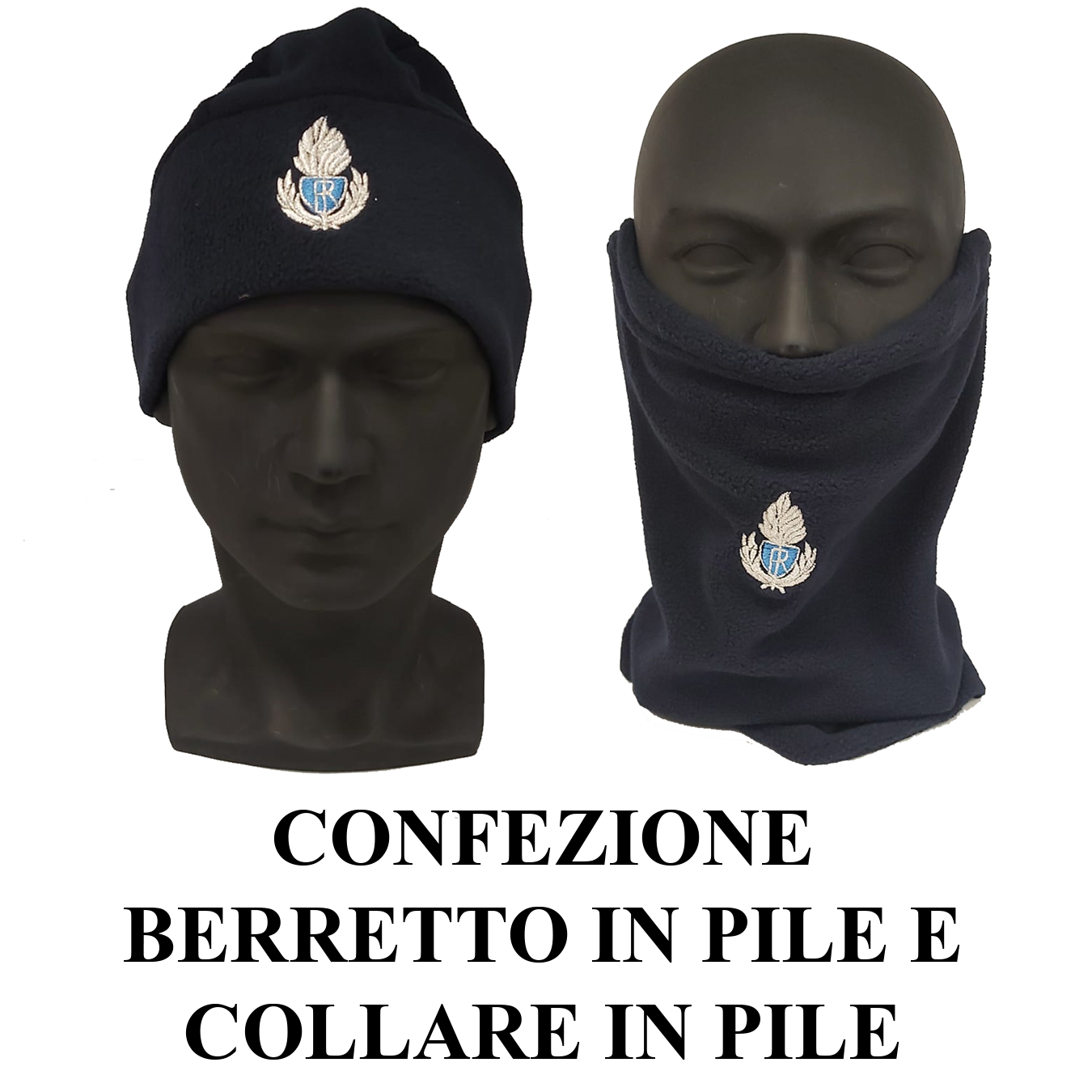 CONFEZIONE Berrettino in pile solo fregio + Collare in pile