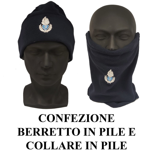 CONFEZIONE Berrettino in pile solo fregio + Collare in pile