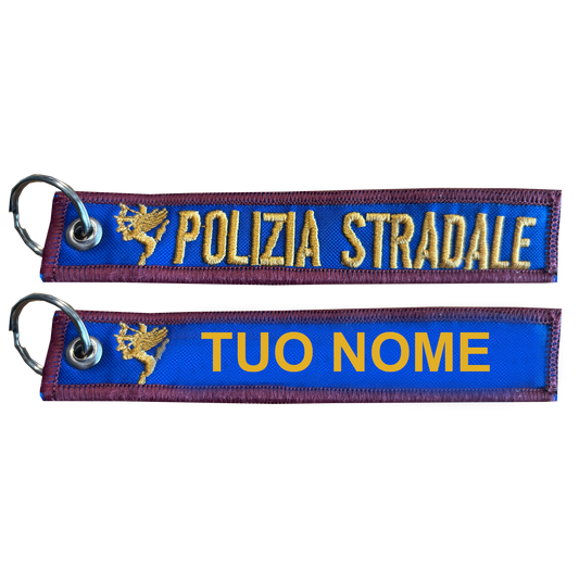 Portachiave personalizzato ricamato Polizia Stradale