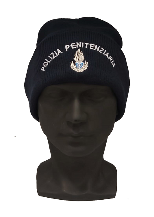 Berrettino in maglia Polizia Penitenziaria fregio più scritta