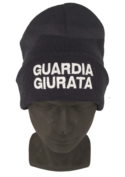 Berrettino in maglia scritta GUARDIA GIURATA
