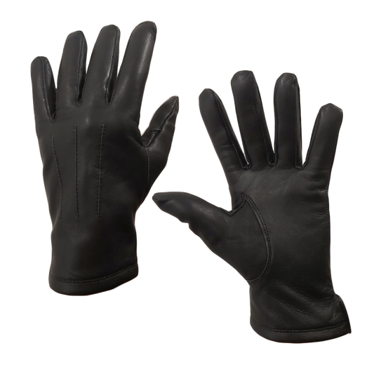 Guanti in pelle nera foderati